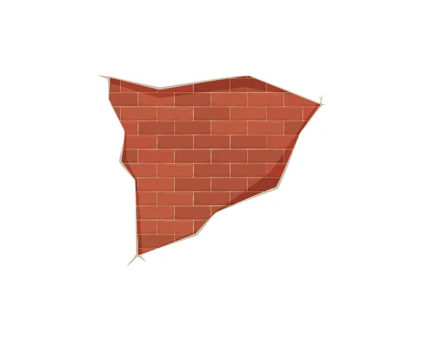 Ściana z czerwonej cegły, tło szlifowane blok, izolowane na białym, budynek budowlany, projekt, płaski styl wektor ilustracja. — Wektor stockowy