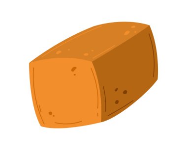 Somun beyaz ekmek, taze pişmiş yiyecekler, kızarmış kıtır ekmek, iyi bir fırın tasarımı karikatür tasarımı vektör çizimi, beyaz üzerine izole edilmiş..