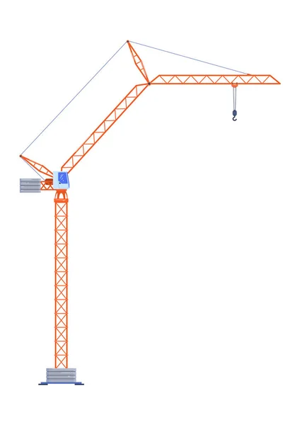 Técnica de la máquina de la grúa de la construcción, camión del vehículo, aislado en blanco, coche de la carretilla elevadora, bulldozer industrial, ilustración plana del vector del estilo. Equipo pesado, retroexcavadora, carga de material — Vector de stock