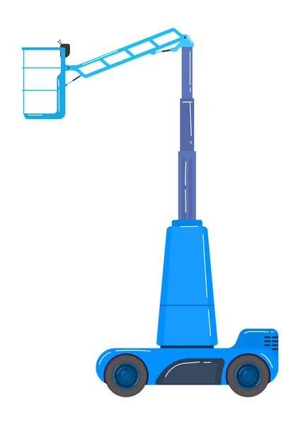 Bouwkraan machine techniek, voertuig truck, geïsoleerd op wit, vorkheftruck auto, industriële bulldozer, platte stijl vector illustratie. Zware uitrusting, graafmachine, materiaal laden — Stockvector