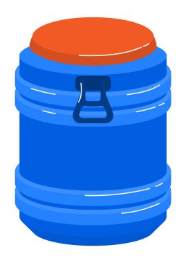 Boş konteynır, beyaz, benzin deposu, depolama ekipmanı, tasarım, düz biçim illüstrasyon üzerine izole edilmiş teneke kutu kullan.