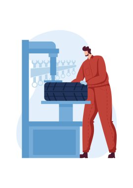 Lastik montajı, otomatik hızlı servis, tekerlek lastiği dengesi, insan tamiratı, masa aracı, tasarım, düz çizim.