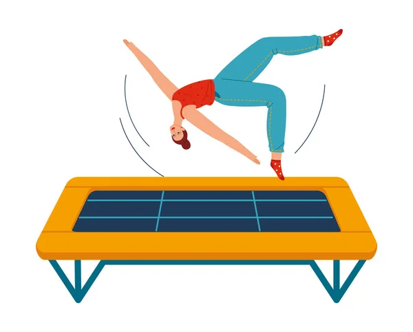 Gente saltar trampolines conjunto de ilustración vectorial aislado. Trampolinar personas y rebotes. Parque de atracciones. — Archivo Imágenes Vectoriales