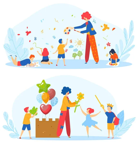 Kinderen creativiteit, kunst kinderen broeden, gelukkig kind, achtergrond verf jongeren, design, platte stijl vector illustratie. — Stockvector