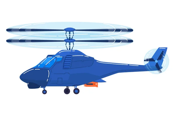 空运、现代直升机、快速航空交通工具、设计卡通风格矢量图解，白色隔离. — 图库矢量图片