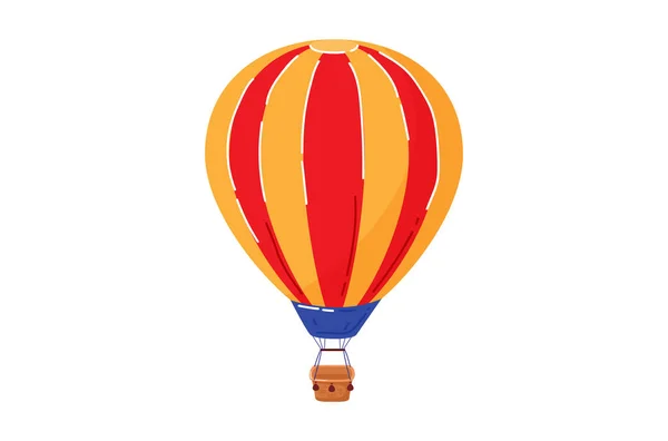 Transporte aéreo, globo grande con cesta, transporte para el recorrido, vehículo, ilustración vectorial del estilo de la historieta, aislado en blanco. — Archivo Imágenes Vectoriales