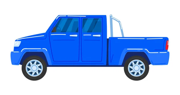 Autos, Mini-LKW, blauer Jeep, Autoreise, zuverlässiges Fahrzeug, Vektorillustration im Cartoon-Stil, isoliert auf weiß. — Stockvektor