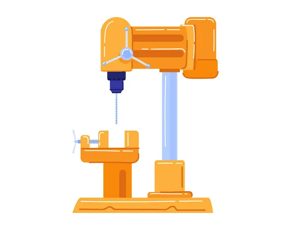 Macchine elettriche in produzione, perforatrici, trapano ingegneristico, illustrazione vettoriale in stile cartone animato, isolato su bianco. — Vettoriale Stock