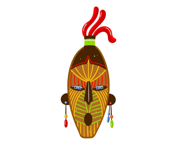 Máscara de sim étnica, cultura tribal de símbolo, artesanato indiano, lembrança tradicional, ilustração de vetor de estilo de desenho animado, isolado em branco. —  Vetores de Stock