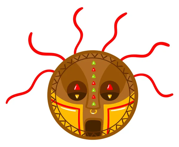 Etnikai sim maszk, szimbólum törzsi kultúra, indiai kézműves, hagyományos szuvenír, rajzfilm stílusú vektor illusztráció, elszigetelt fehér. — Stock Vector