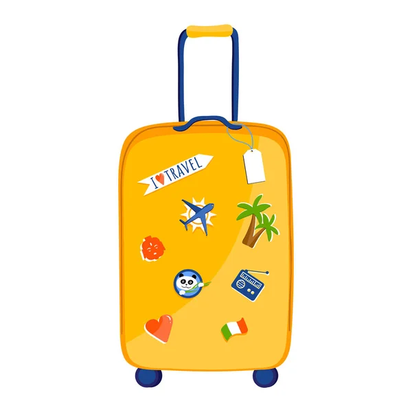 Reiskoffer, bagage vakantie, zomer achtergrond, buiten, geïsoleerd op wit, design, vlakke stijl vector illustratie. — Stockvector