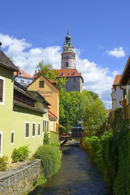 Cesky Krumlov, Güney Bohemya, Çek Cumhuriyeti, UNESCO Dünya Mirası Bölgesi 'nin eski tarihi evleri