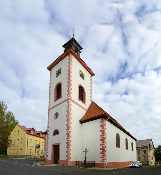 Church Abertamy Abertamy Town District Karlovy Vary Located Ridge Ore — Stock Photo, Image