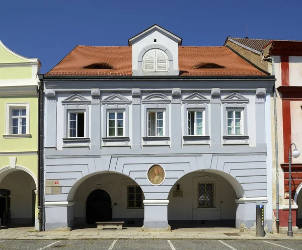 Casas Históricas Praça Paz Domazlice Boêmia República Checa — Fotografia de Stock