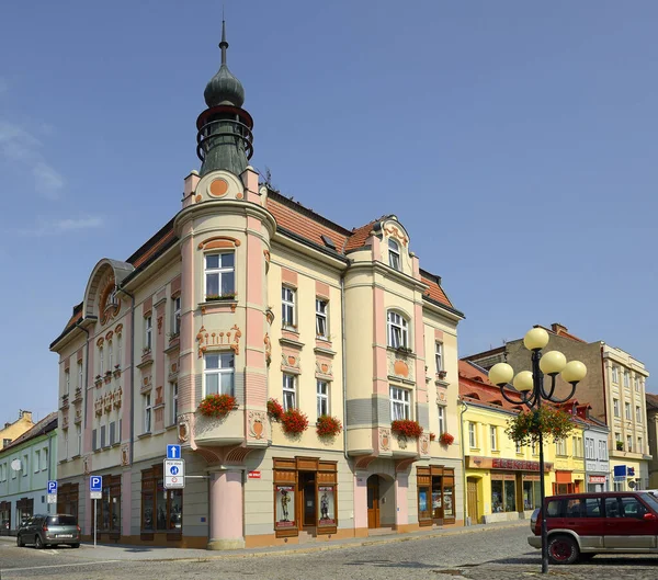 Duchcov Bohemen Tsjechië Historische Huizen Het Centrale Plein — Stockfoto