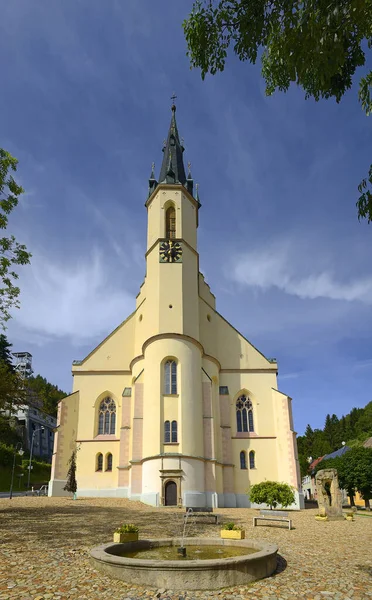 Stadt Jachymov Kirche Jachym Erzgebirge Böhmen Tschechien Erzgebirge Krusnohori Erzgebirge — Stockfoto