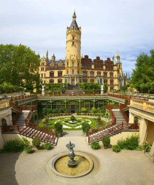Schwerin Şatosu, Mecklenburg-Vorpommern, Almanya.