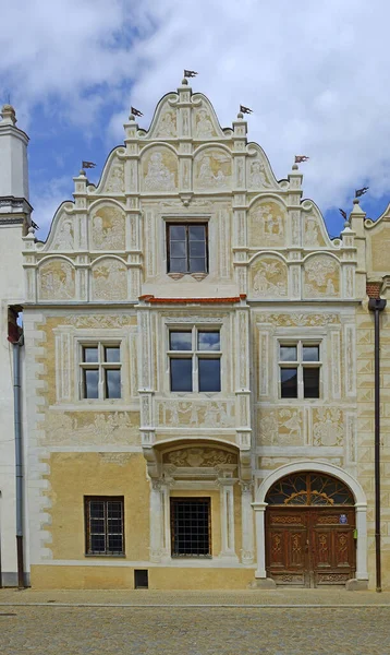 Renesansowe Domy Slavonicach Nieruchomości Wpisane Listę Światowego Dziedzictwa Unesco Morawy — Zdjęcie stockowe
