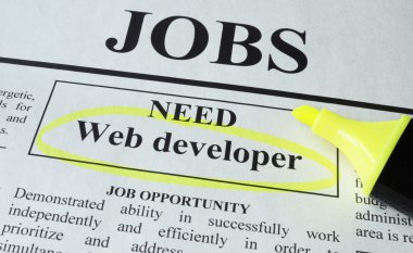Gazete reklamları pozisyon Web geliştirici için ile.