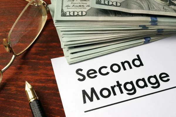 Paper with words second mortgage. — Stock Photo, Image