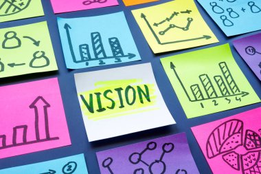 İş görüşü, veri ve grafiklerle birlikte not çubukları.