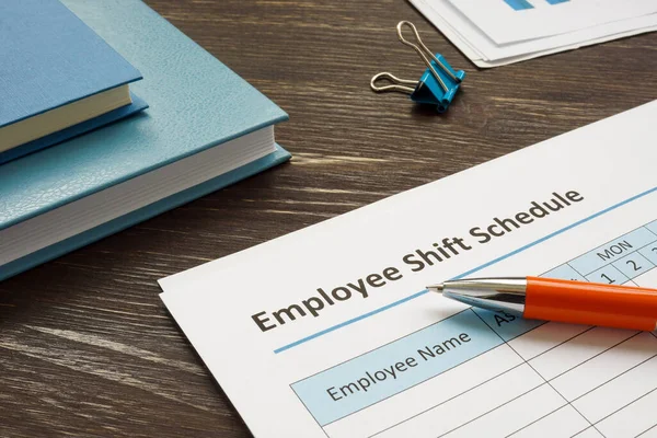 Employee shift schedule for work and pen. — Stock Photo, Image