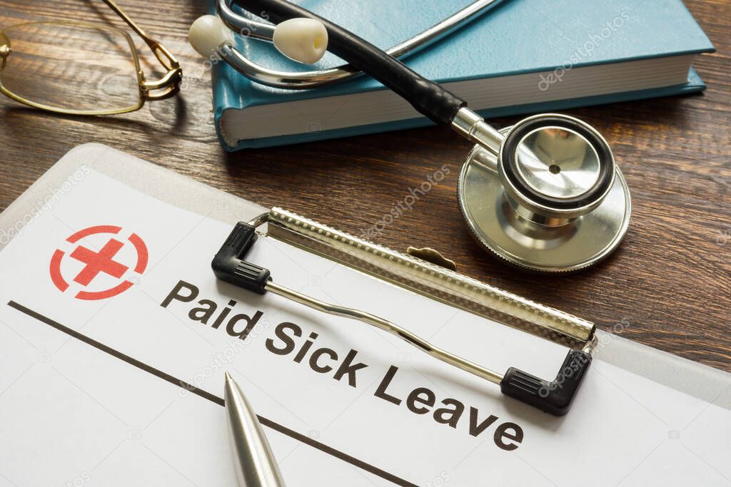 Paid sick leave form and a stethoscope.