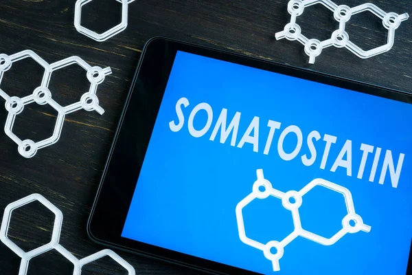 Somatostatin-Hormon und die chemischen Modelle. — Stockfoto