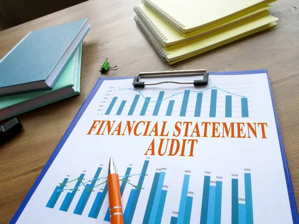 Financial statement audit report with business graph.