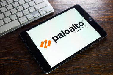 KYIV, UKRAINE - 21 Ağustos 2021. Palo Alto Networks Paloalto şirketinin logosu PANW.