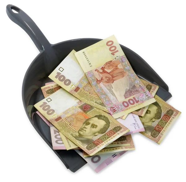 ウクライナ hryvnias とちりとり。インフレ. — ストック写真