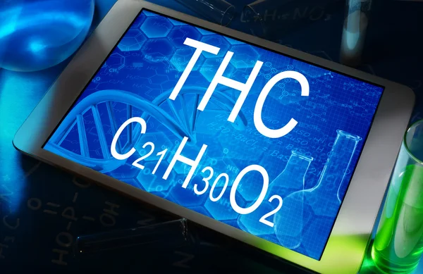 The chemical formula of THC — Stock Photo, Image