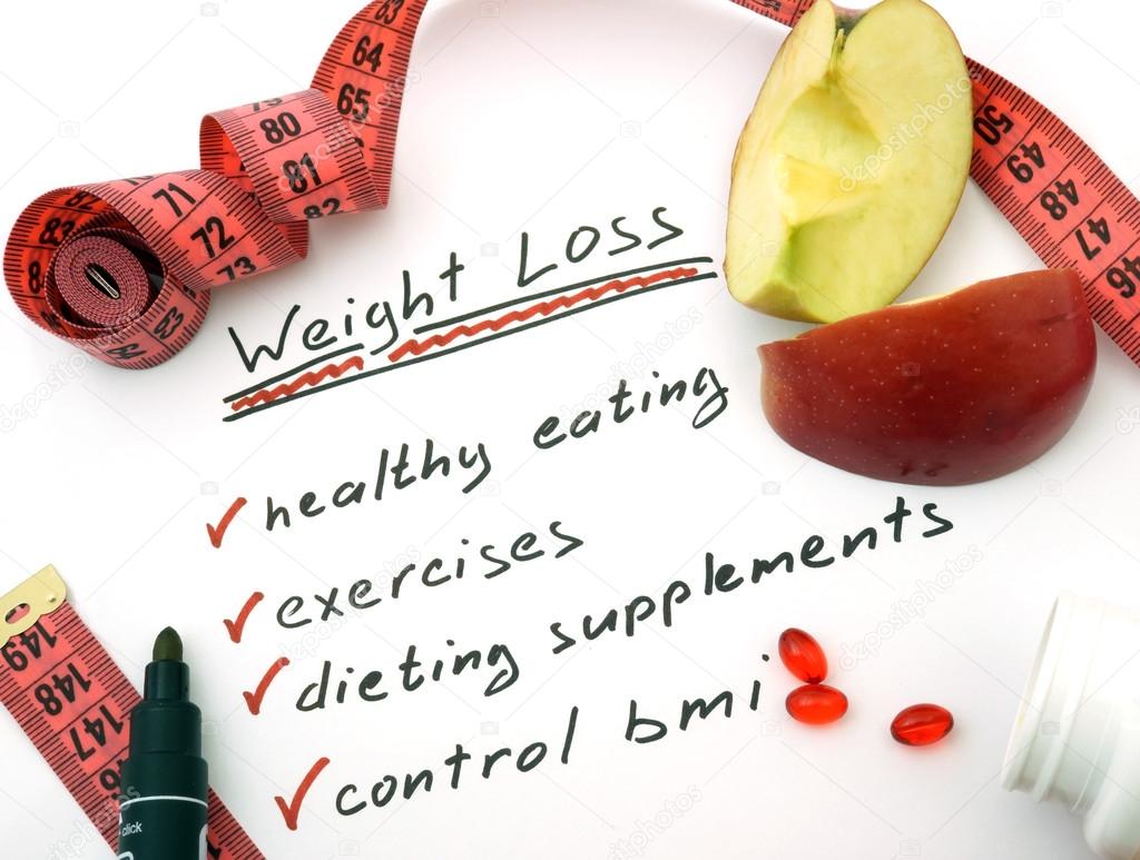 Weight loss, healthy eating, dieting supplements and control bmi
