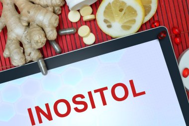 Tablet with words Inositol clipart