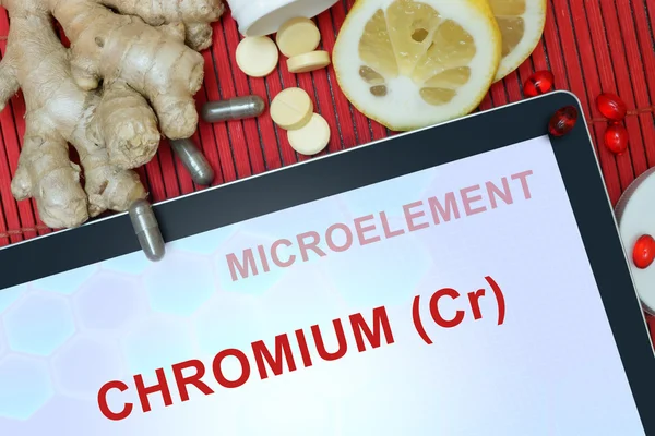 Tablette mit Wort Chrom (cr) — Stockfoto