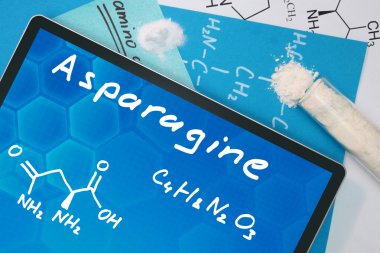 Tablet with the chemical formula of Asparagine . clipart