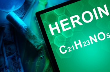 Eroin kimyasal formülü ile tablet.