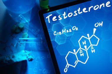 testosteron kimyasal formülü ile tablet.