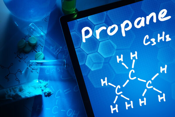 Tablet with the chemical formula of Propane.