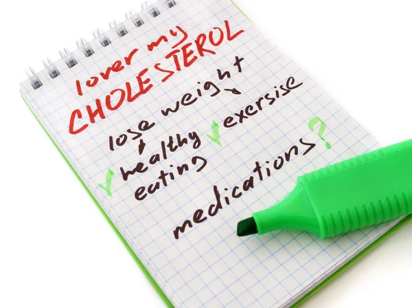 Papier ze sposobów na obniżenie cholesterolu. — Zdjęcie stockowe