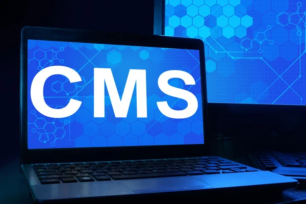 Computer with words CMS (Content management system). — Stock Photo, Image