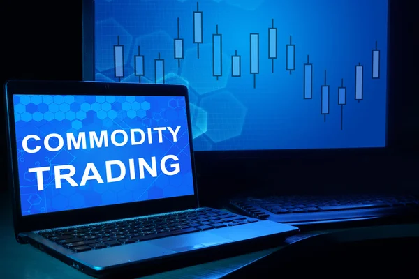 Computer with words Commodity trading. — Stock Photo, Image