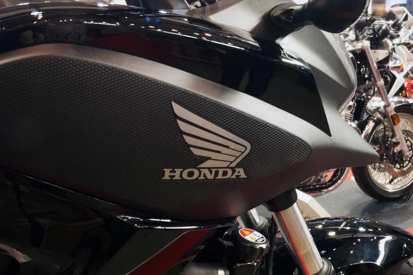 Details of a Honda motorcycle with logo. Kiyv, Ukraine - March 15, 2015