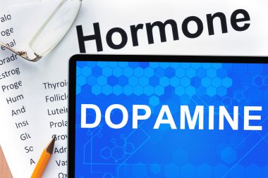 Hormonlar listesi ve kelime dopamin ile tablet ile Kağıtlar .