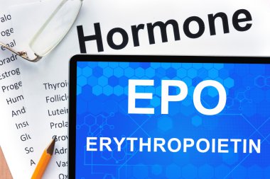 Hormonlar listesi ve tablet kelimeleri eritropoietin ile Kağıtlar (Epo) .
