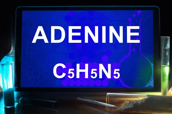 Планшет з хімічною формулою аденіну . — стокове фото