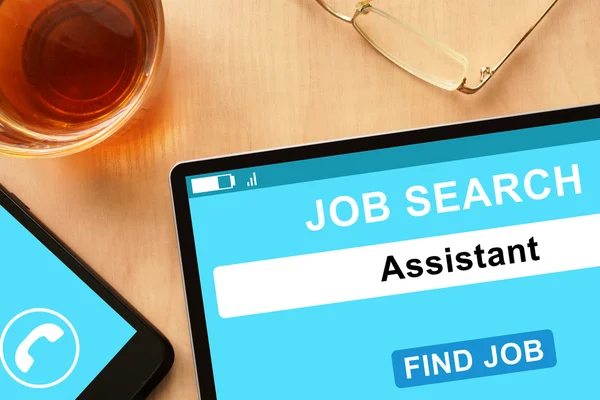 Tablet with Assistant on job search site. — Stock Photo, Image