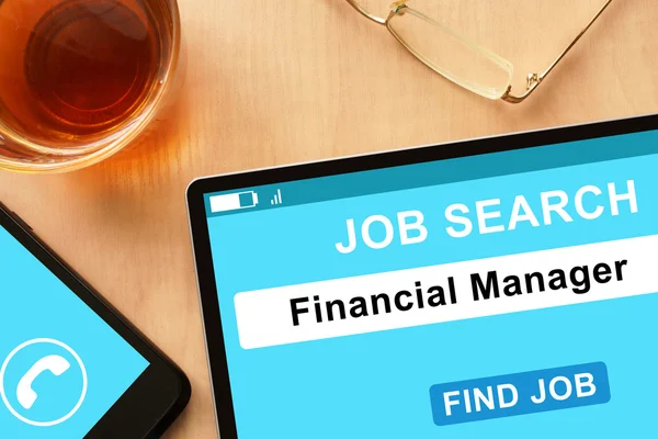 Tablet with Financial Manager   on job search site. — Stock Photo, Image