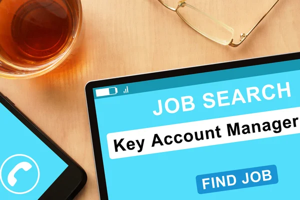 Tablet mit Key Account Manager auf Jobsuchseite. — Stockfoto