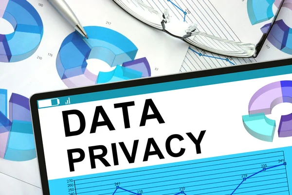 Data Privacy On tablet with graphs. — Stock Photo, Image